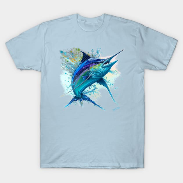 Splashing Blue Marlin T-Shirt by TheCore